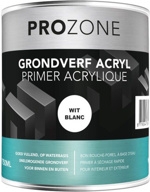Prozone Grondverf wit watergedragen (750ml)