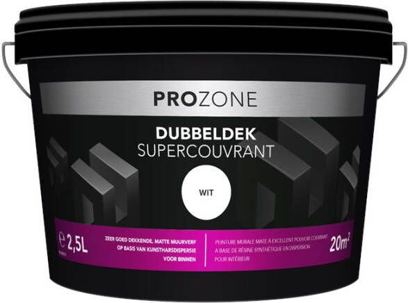 Prozone muurverf dubbeldekkend wit (2.5ltr)
