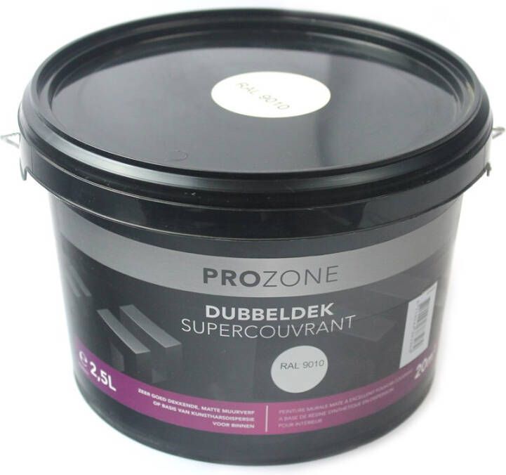 Prozone muurverf dubbeldekkend wit RAL9010 (2.5ltr)