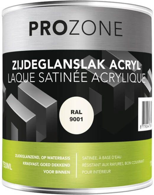 Prozone Zijdeglanslak RAL9001 op waterbasis (750ml)