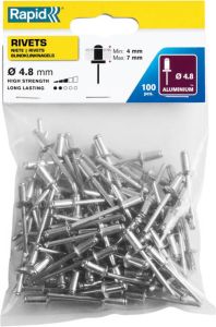 Rapid Standaard blindklinknagels Ø4 8 x 10 mm 100 stuks 5000380