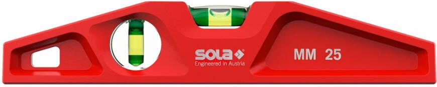 Sola Alu waterpas gegoten met gefreesd V-vlak 25cm 2 libellen M25 01330201