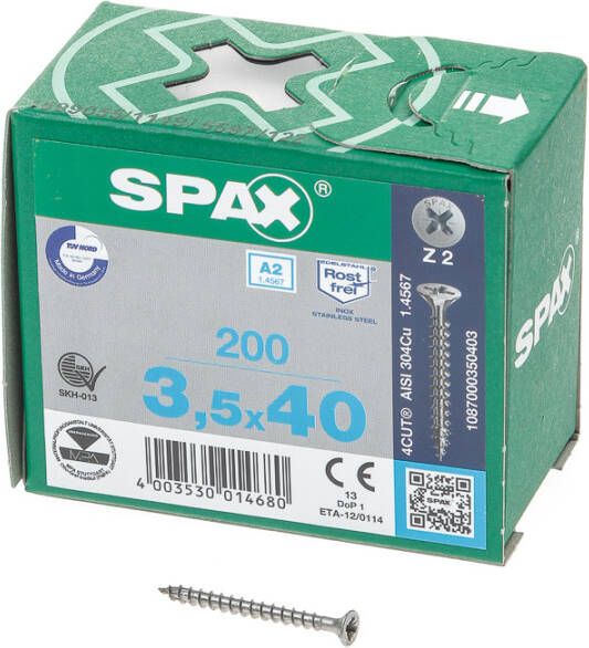 Spax pk pozi rvs 3 5x40(200)