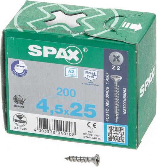 Spax pk pozi rvs 4 5x25(200)
