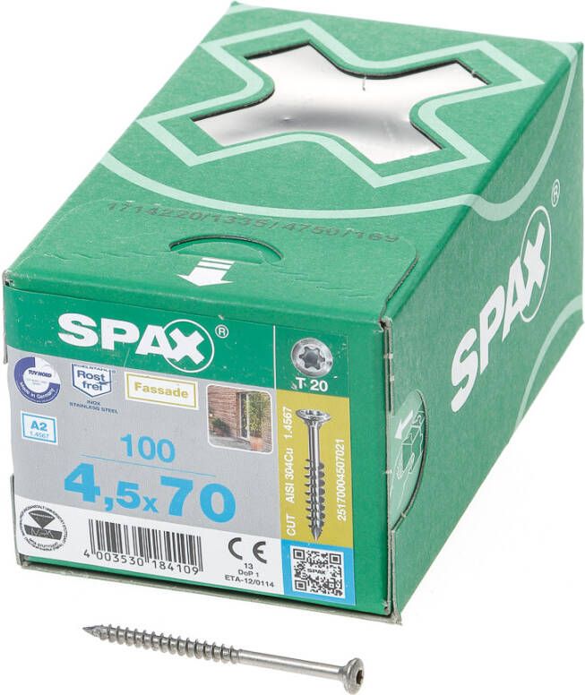 Spax pk t20 rvs boorp 4 5x70(100)