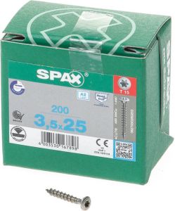 Spax Spaanplaatschroef lenskop RVS T-Star T15 3.5x25mm (per 200 stuks)