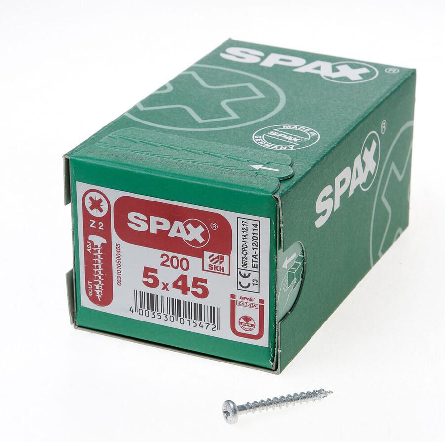 Spax bolkop pz 5 0x45(200)