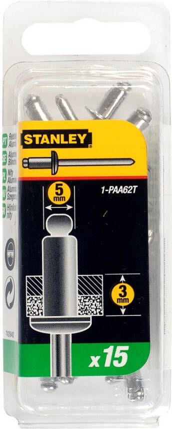 Stanley Handgereedschap Popnagels 5X3mm -15 stuks 1-PAA62T