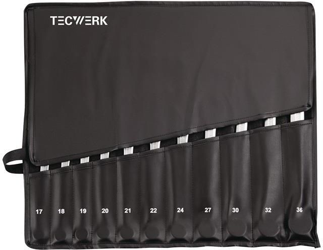 Promat Tecwerk Ring-steeksleutelset | 22-delig sleutelwijdte 6-36 mm | model A chroom-vanadiumstaal | in roltas 4000823726