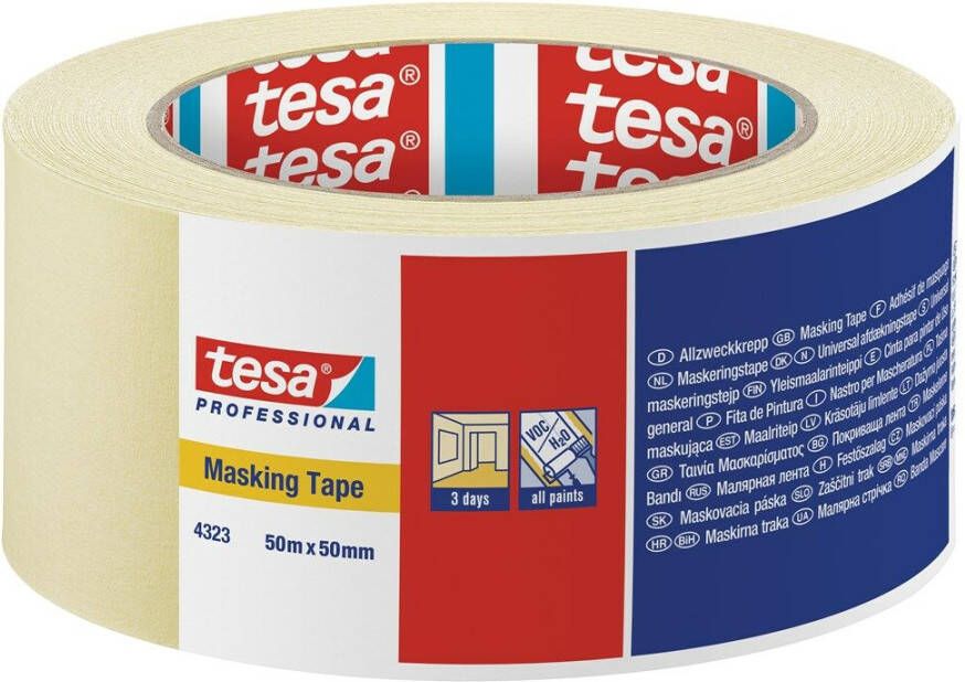 TESA afplaktape krepp 4323 Chamois 50mmx50mtr