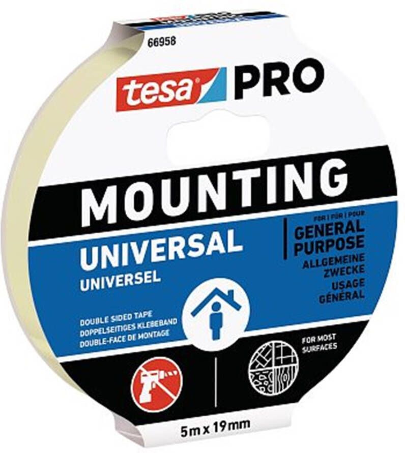 Tesa Montageband | wit | lengte 5 m | breedte 19 mm | 8 stuks 66958-00001-00