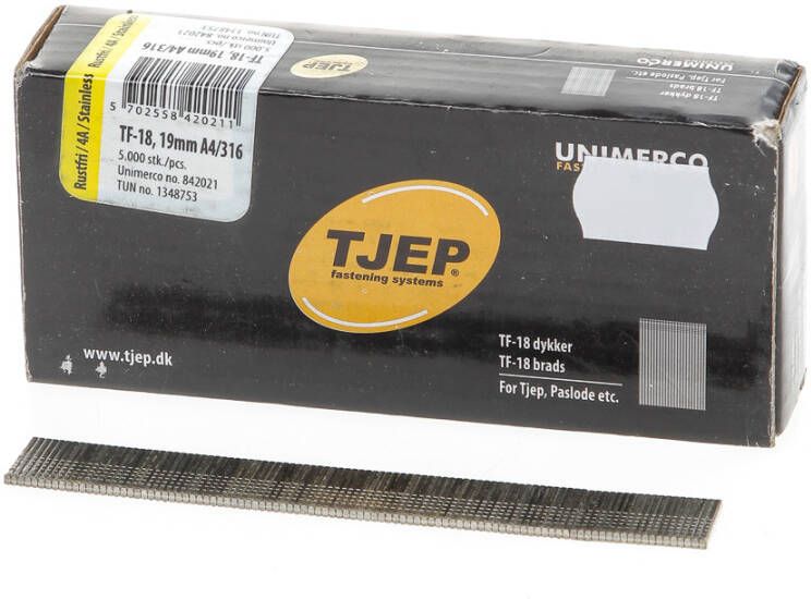 Tjep Minibrad 18G 1.2mm l= 19mm recht RVS (5000)