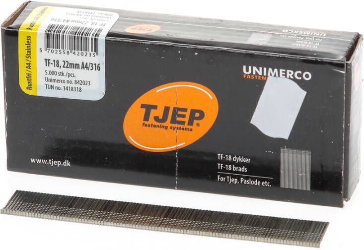 Tjep Minibrad 18G 1.2mm l= 22mm recht RVS (5000)