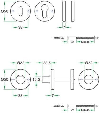 Wallebroek CILINDERROZET PAAR RVS 50 W02