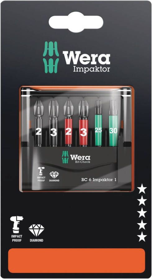 Wera Bit-Check 6 Impaktor 1 SB 6 -delig 1 stuk(s) 05073890001