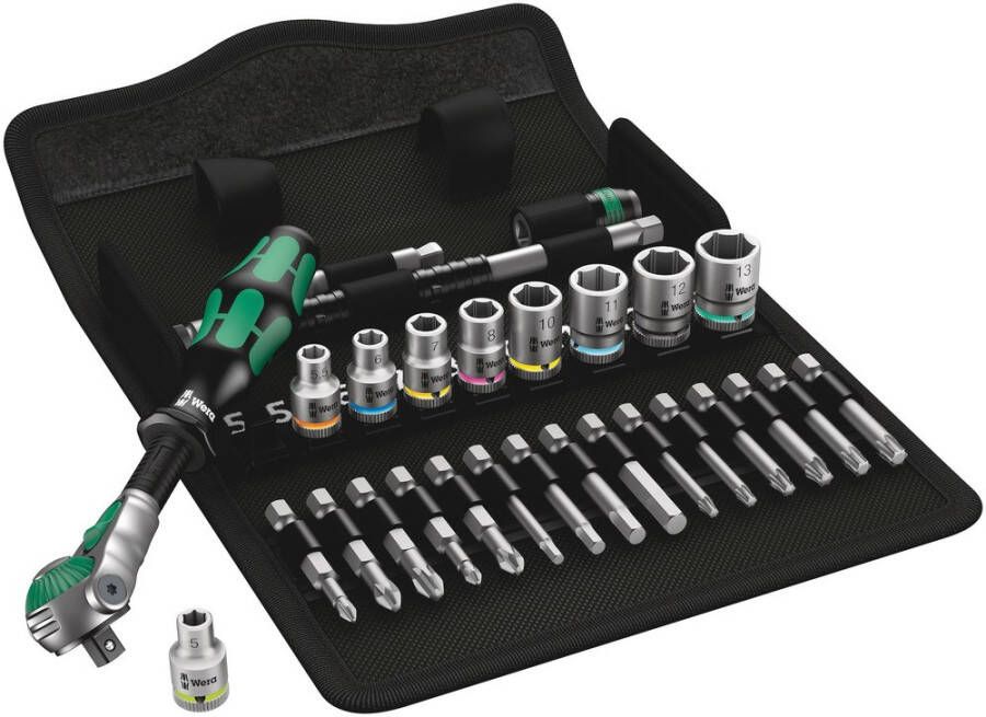 Wera 8100 SA 6 Zyklop Speed-ratelset 1 4"-aandrijving metrisch 28 -delig 1 stuk(s) 05004016001