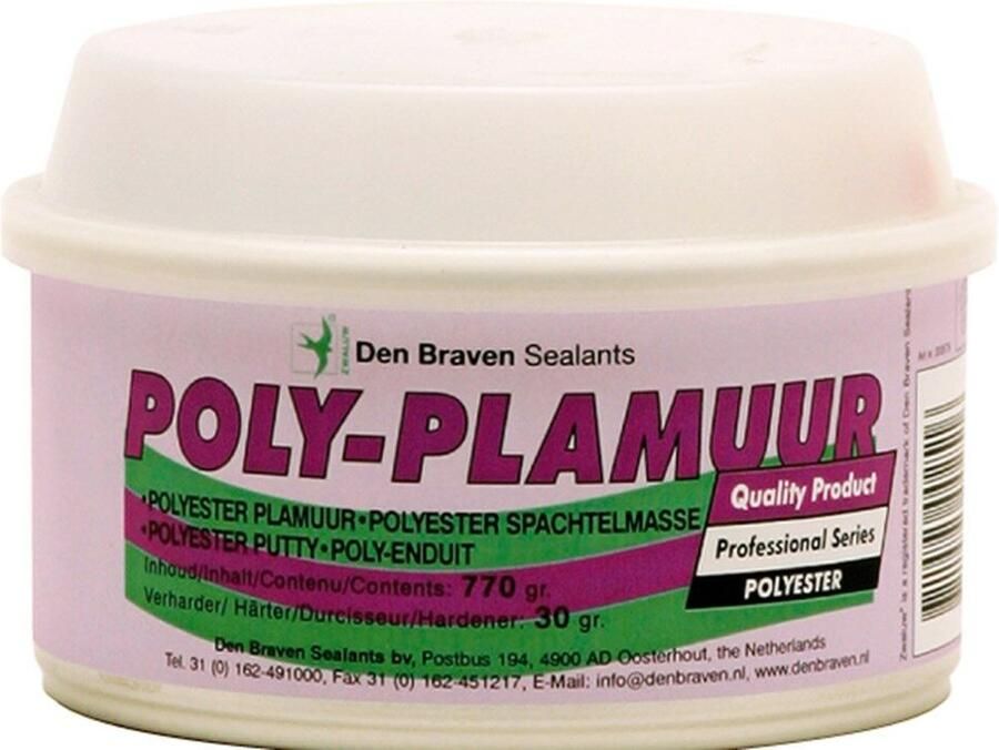 DEN BRAVEN Zwaluw Poly-Plamuur 2-componenten 800 gr. Gebroken wit | Mtools