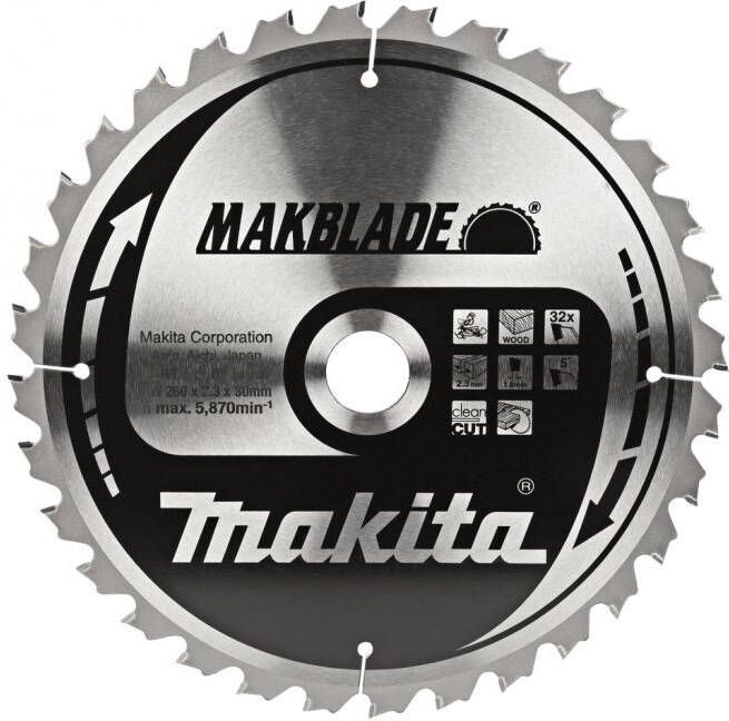 Makita B-08931 Zaagb hout 260x30x2 3 32T 5g | Mtools