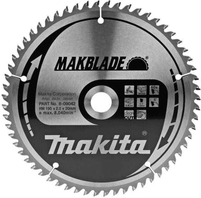 Makita B-09042 Zaagb hout 190x20x2 0 60T 5g | Mtools