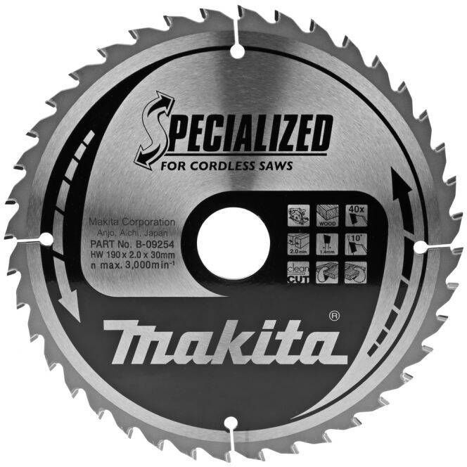 Makita Accessoires Cirkelzaagblad hout 190x30x2.0 10G 40T B-09254