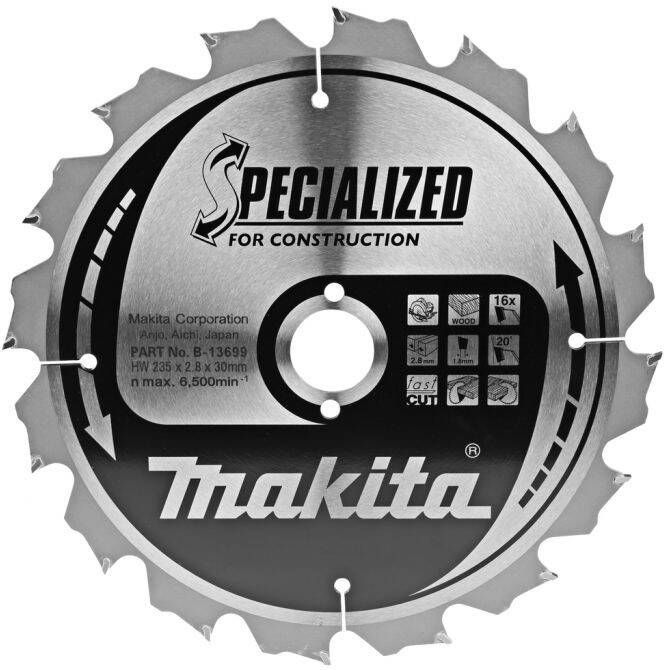 Makita Accessoires Cirkelzaagblad bouw 235x30x3 16T 20G B-13699