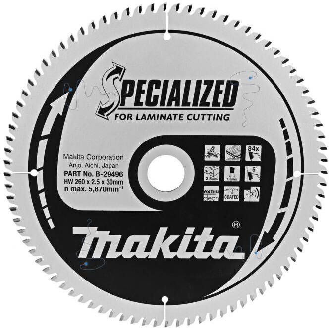Makita Accessoires Zaagblad Laminaat 260x30x2 5 84T5G B-29496