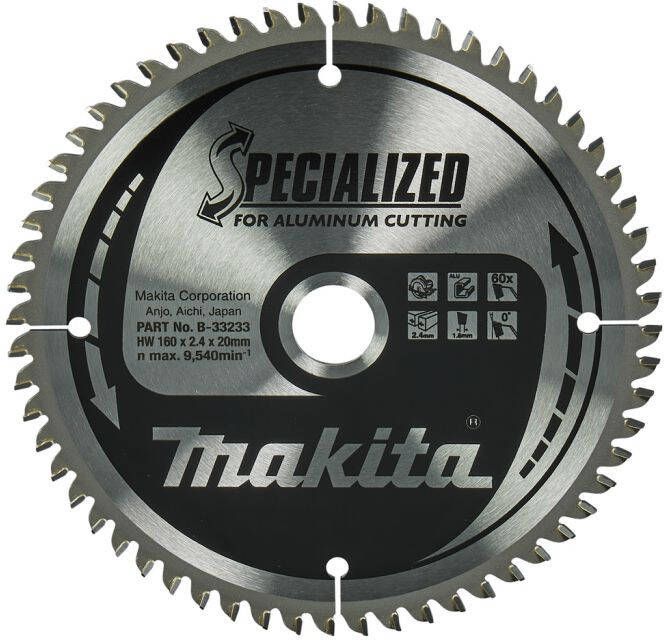 Makita Accessoires Cirkelzaagblad | Aluminium | 160X20X2 4 60T 0G B-33233