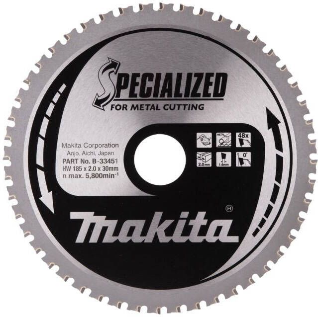 Makita Accessoires Cirkelzaagblad | Staal | 185X30X2 0 48T 0G B-33451