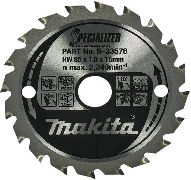 Makita Accessoires Cirkelzaagblad hout 85x15x1 0 20T 10g B-16885