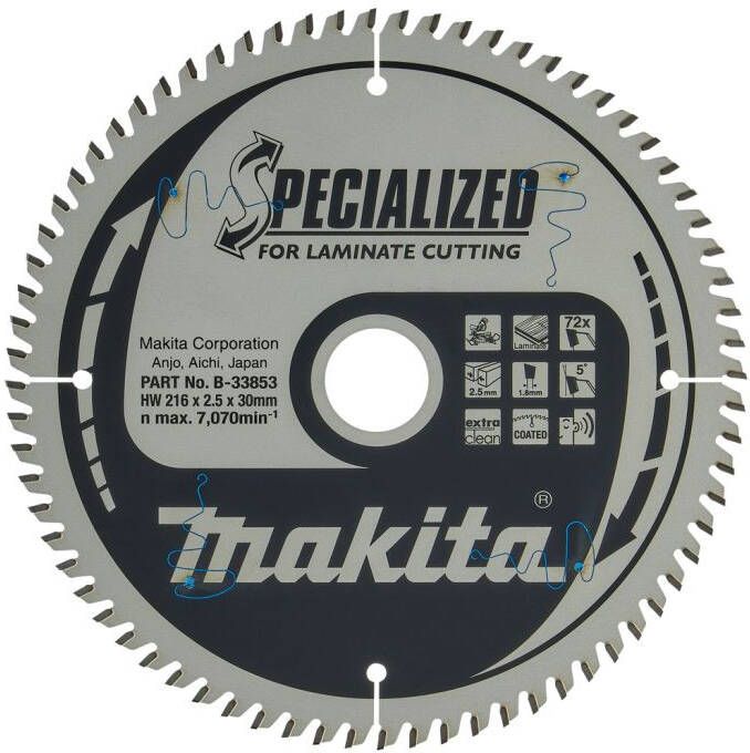 Makita Accessoires Afkortzaagblad | Laminaat | 216X30X2 5 72T5G B-33853