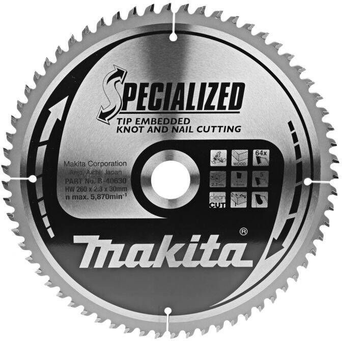 Makita Accessoires Cirkelzaagblad TipE 260x30x2 3 64T 5g B-40630
