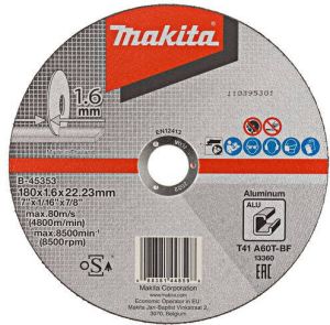 Makita B-45353 Doorslijpschijf 180x22 23x1 6mm aluminium | Mtools