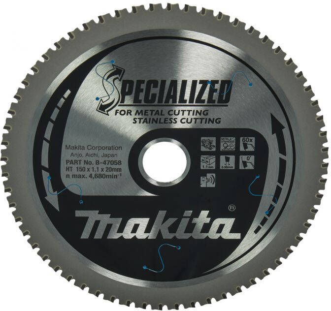 Makita Accessoires Cirkelzaagblad RVS Staal | Specialized 150x20x1 1 60T 0g B-47058