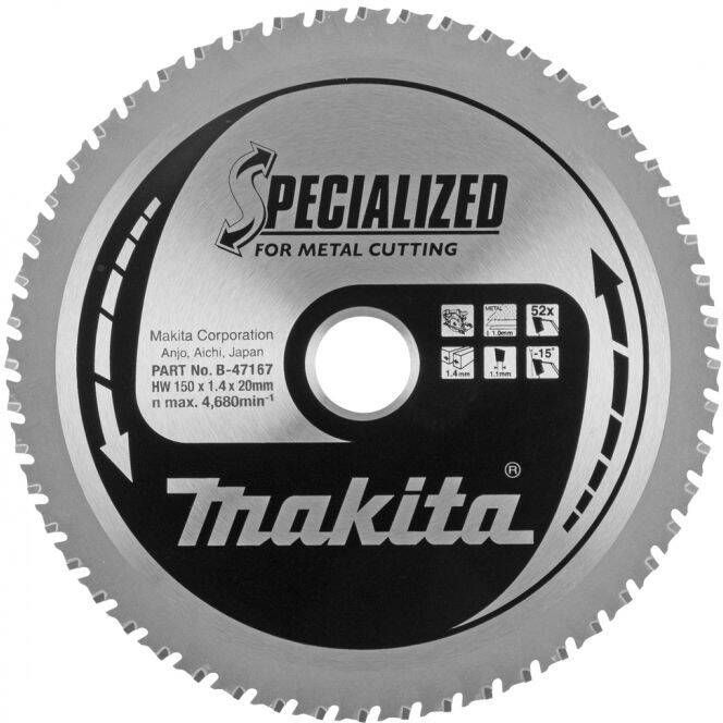 Makita Accessoires Zaagblad metaal Diameter zaagblad 150mm Tand Hoek 0 graden Aantal tanden 52 B-47167 - Foto 2