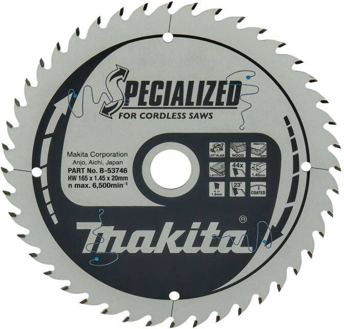 Makita Accessoires Cirkelzaagblad | Gemelamineerd| 165X20X1 45 44T 23G B-53746