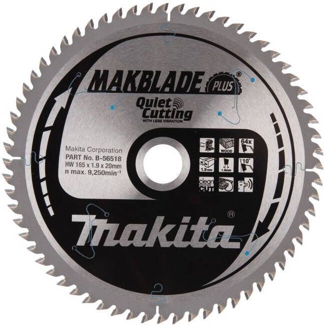 Makita Accessoires Afkortzaagblad | Hout | Hm 165X20 64T B-56518
