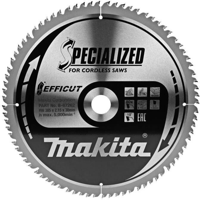 Makita Accessoires Zaagblad Efficut | 305x30x2 15 | 80T | 10g B-67262