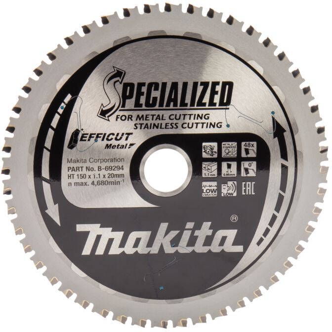 Makita Accessoires Zaagblad RVS Efficut | 150x20x1 1 | 48T | 0g B-69294