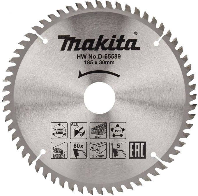 Makita D-65589 Afkortzaagblad | div. materialen | 185x30x2 2 | 60T | 5g