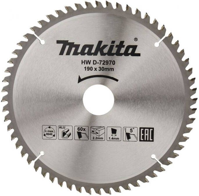Makita Accessoires Cirkelzaagblad Aluminium | Standaard | 190x30(20)x2 4 60T 5g D-72970
