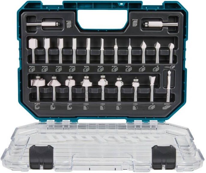 Makita Accessoires D-74778 | Frezenset | 8mm | 22-delig | In kunststof koffer D-74778