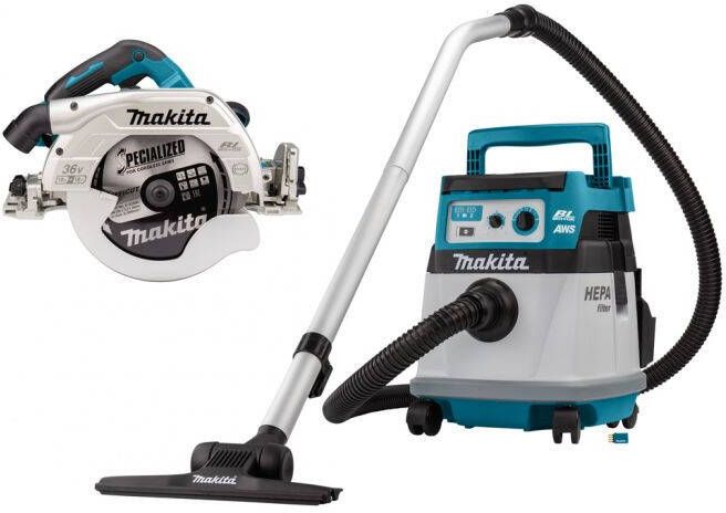 Makita DLX2383UX1 Combiset | 2x18 V met AWS | DHS900 cirkelzaag 235mm | DVC157L stofzuiger | zonder accu&apos;s en lader