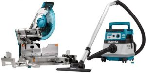 Makita DLX2387UX1 | Combiset | 2 x 18V met AWS | DLS111 afkortzaag + DVC867L stofzuiger | Zonder accu&apos;s en lader