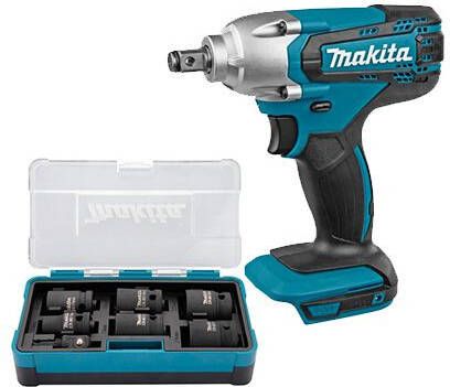 Makita DTW190Z4 18V Slagmoersleutel losse body + Krachtdoppenset B-69733 | Mtools