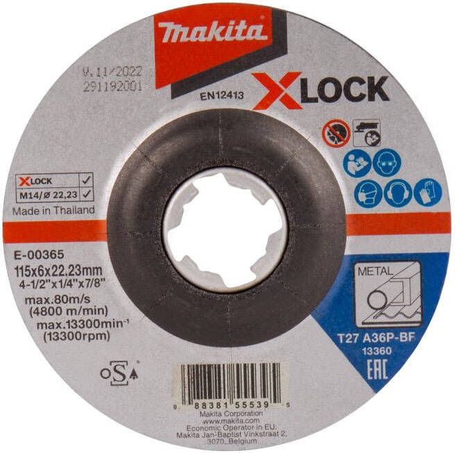 Makita E-00365 Afbraamschijf X-LOCK 115x22 23x6 0mm staal | Mtools