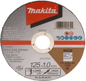 Makita E-03040-12 Doorslijpschijf 125x22 23x1 0mm RVS | Mtools
