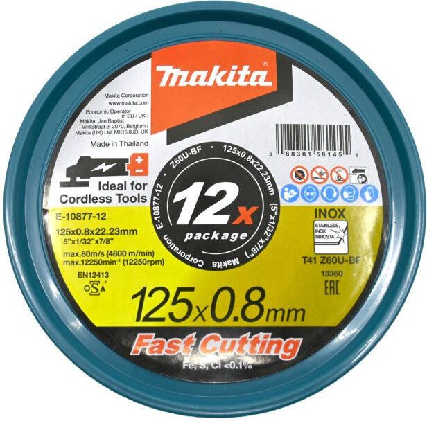 Makita Accessoires E-22953-12 Doorslijpschijf RVS 12 stuks E-10877-12