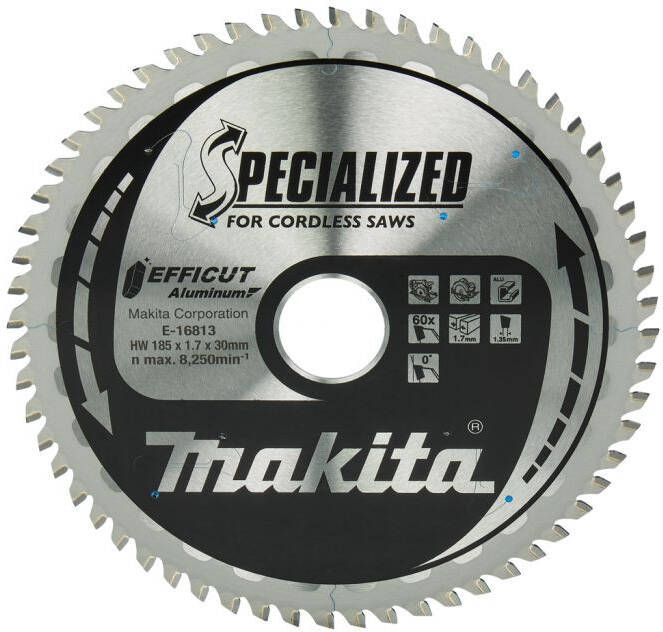 Makita Accessoires Cirkelzaagblad Aluminium | Efficut | 185x30mm 60T 0g E-16813