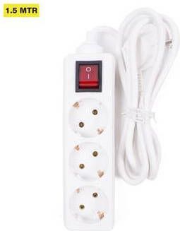 Mtools 005136 Stekkerdoos Wit 3V + RA + Schakelaar + 1.5 Mtr. |