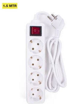 Mtools 005140 Stekkerdoos Wit 4V + RA + Schakelaar + 1.5 Mtr. |